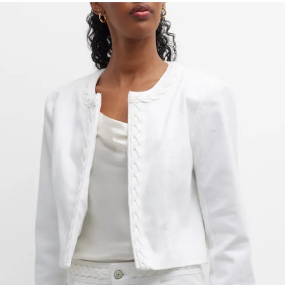 🆕 Cinq à Sept Ayala Braided Stretch Denim Crop Jacket - Picture 1 of 17